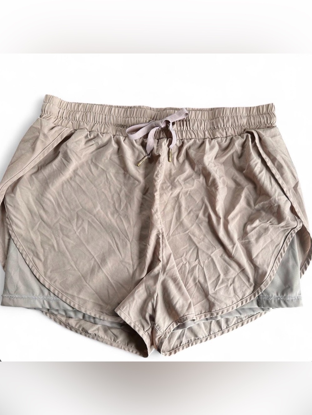 Buffbunny Women's Running Shorts in Light Cream Tan Cardio Workout Gym Sz Medium